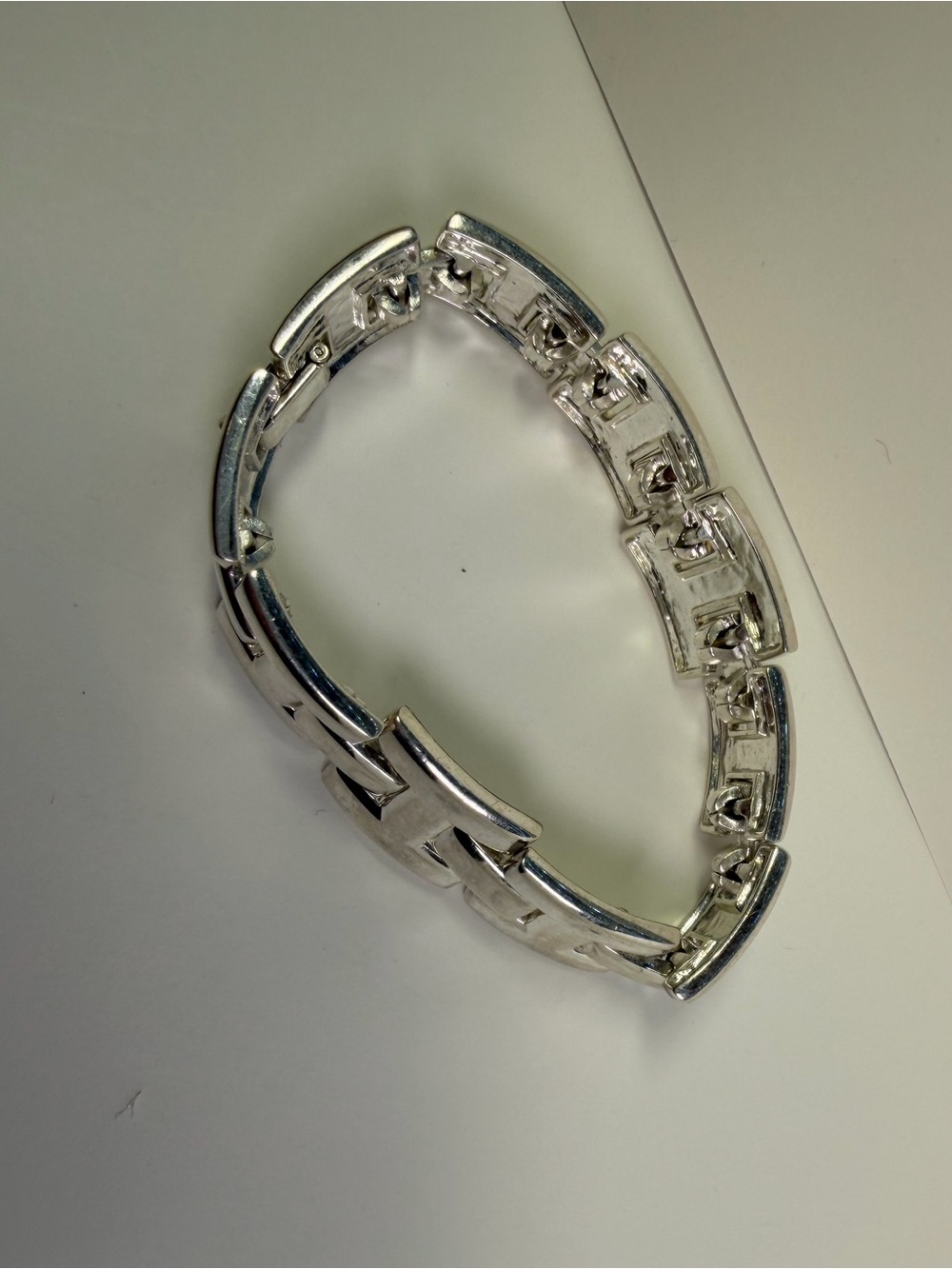 Retro Silver Geometric Link Bracelet - Picture 9 of 9